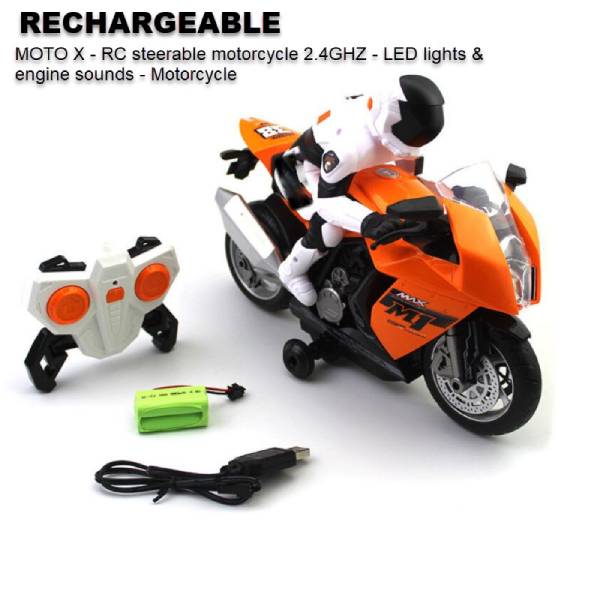 Rechargeable James Bond Remote Controlled Motorcycle