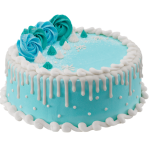 Birthday Round Fondant Snow Blue Cake-1.50kg