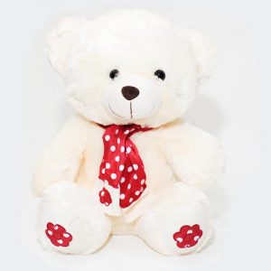 Creamy Teddy with red bow