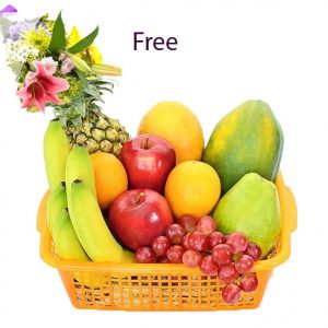 Fresh Fruit Basket With Flower Bunch 1