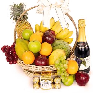 Fresh Fruit Basket With Wine
