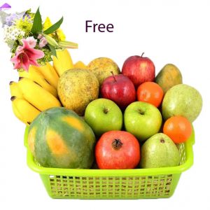 Fresh Fruit Basket With Flower Bunch 2