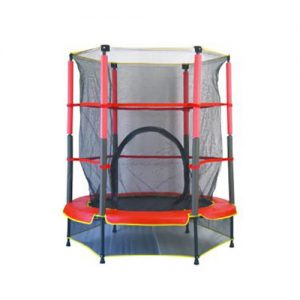 Red Color  Kids Play Trampoline With Enclosure