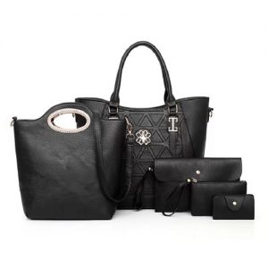 Ladies 5Pcs Black Hand Bag