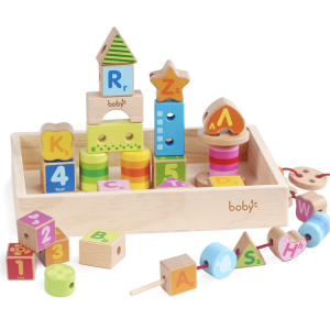 Kids Lacing Blocks Beads Castle Wooden Toy